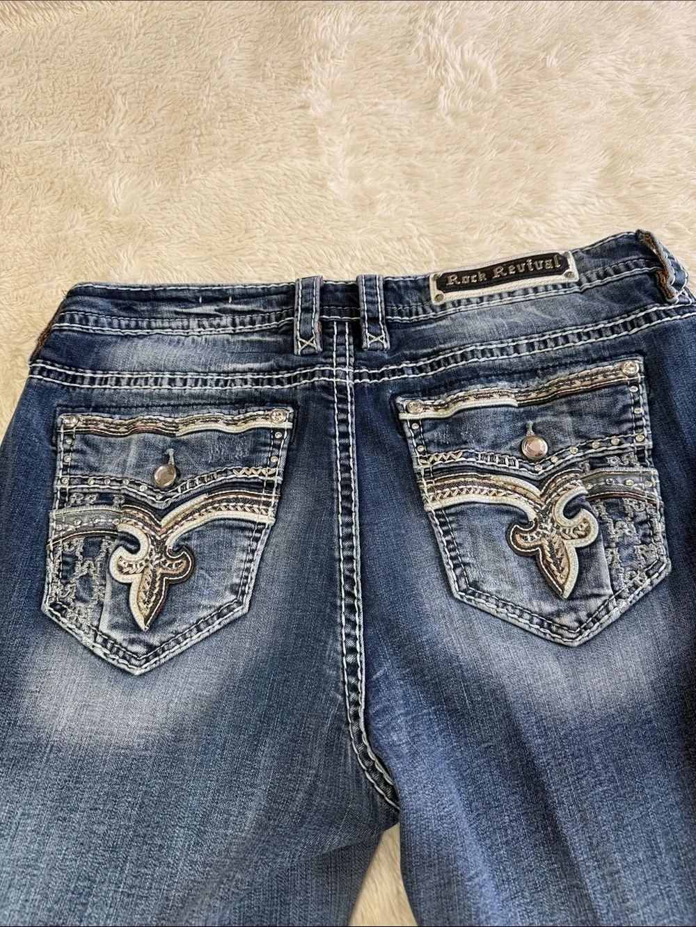Rock Revival Women's Washed Blue Distressed Skinny Jeans
